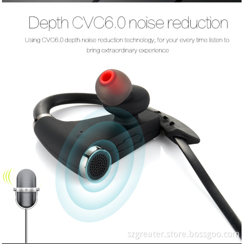 Wireless CVC6.0 noise cancelling stereo headphones long talking time bluetooth waterproof sport headset with voice prompt